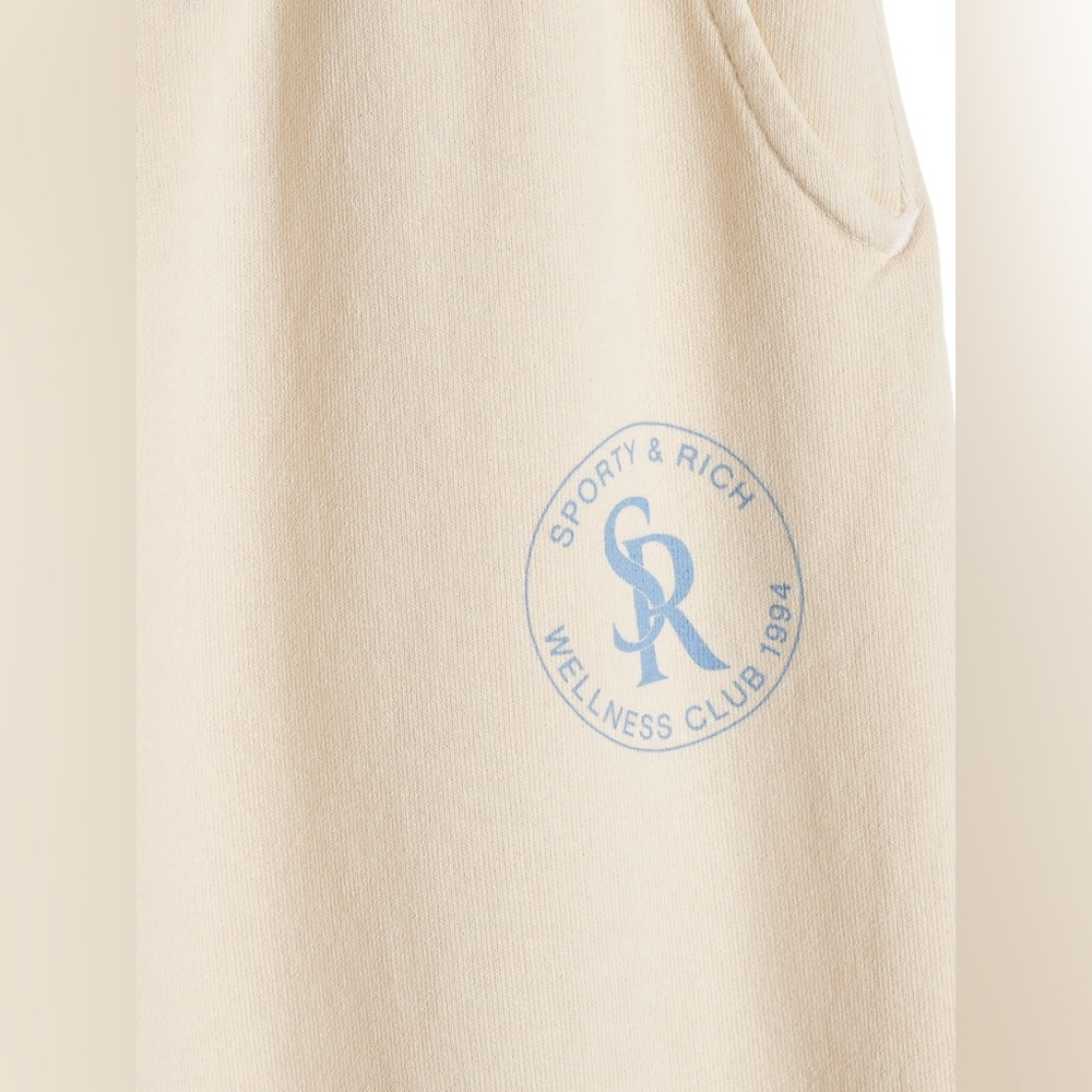 🆕 SPORTY & RICH | S & R SWEATPANTS | CREAM & BLUE | SIZE: LARGE (UNISEX) - Picture 4 of 7